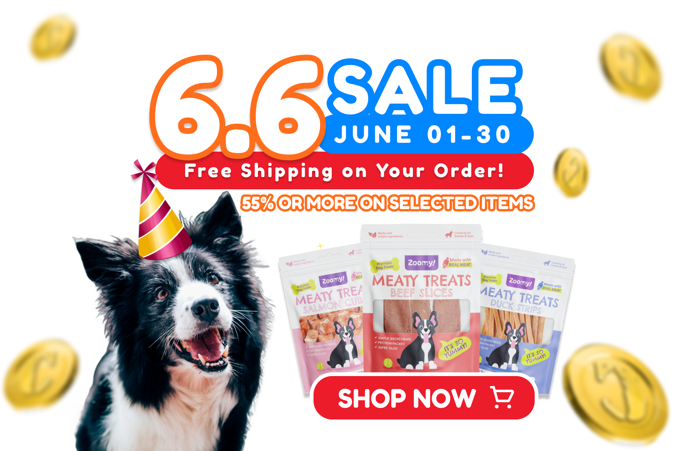 6.6 Sale — Free Shipping, 55% or more off selected items. June 01-30.